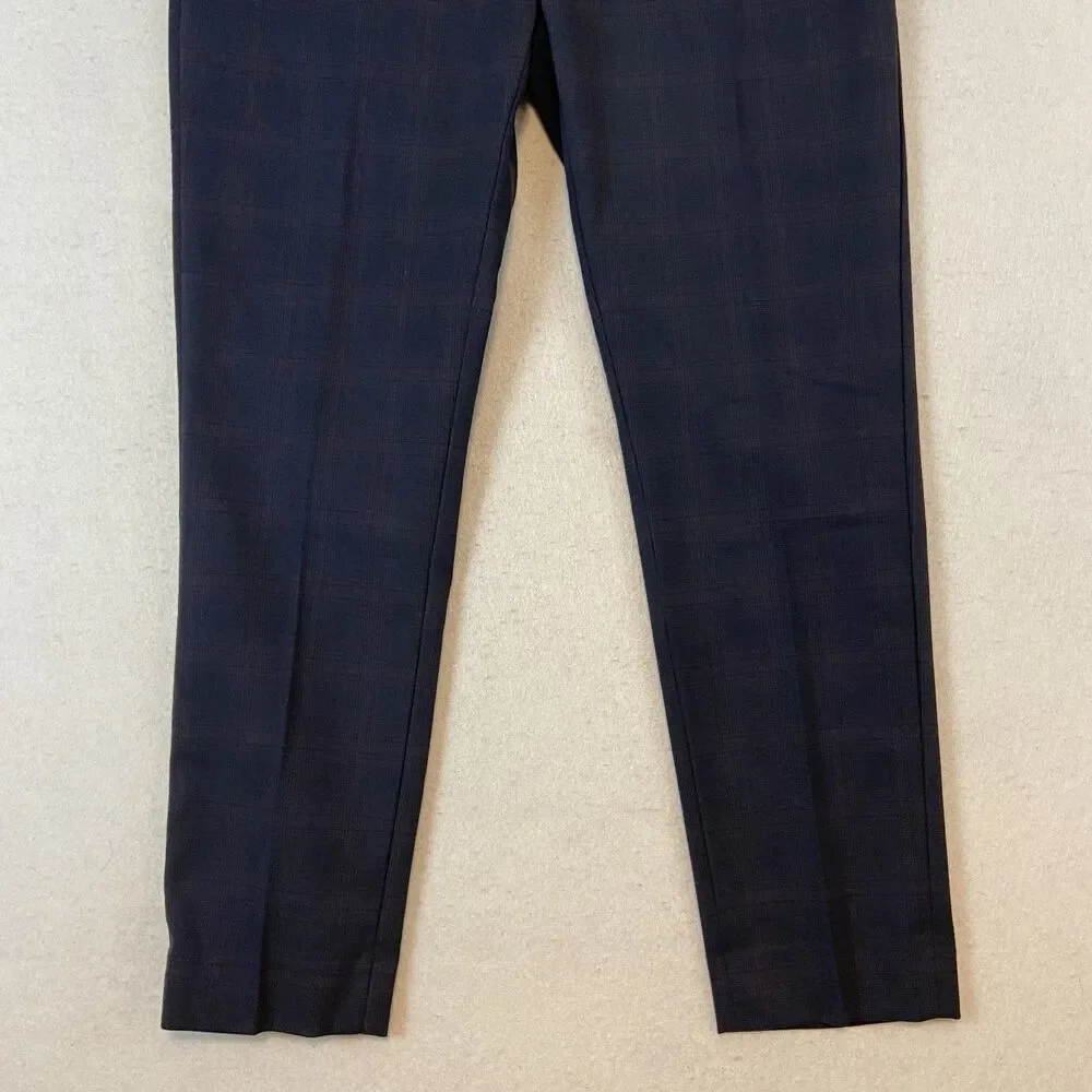 Banana‎ Republic Tailor Fit Trouser Pants Men's 34x31.5* Dark Blue Plaid Preppy